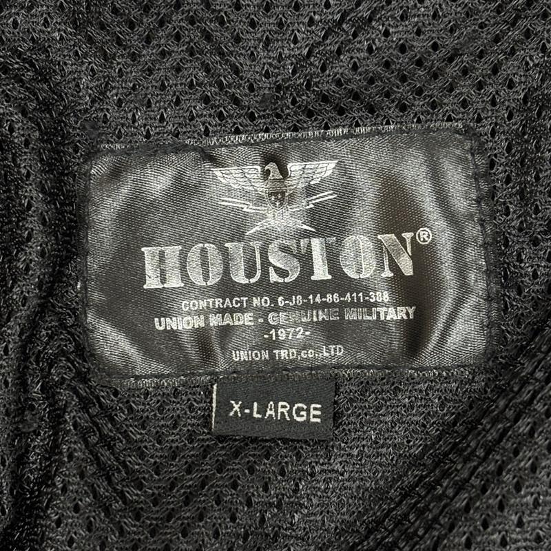 ヒューストン HOUSTON ジャケット、上着 ジャンパー、ブルゾン ロゴ プリント フード ジャケット サイドリブ ラグランスリーブ メッシュライナー XL 黒 / ブラック / black メンズ USED 古着 中古 50163376