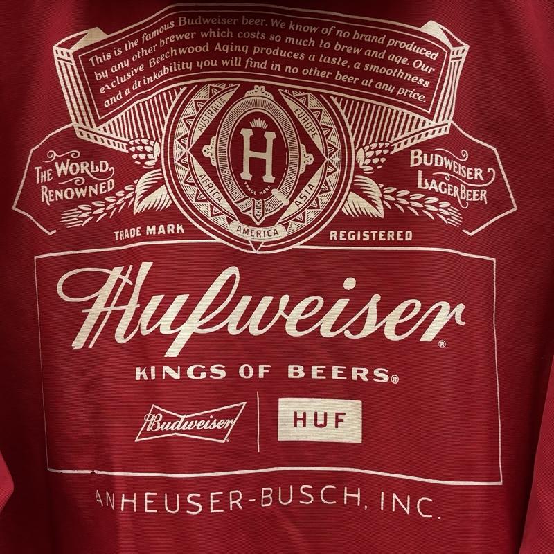 ハフ HUF ジャケット、上着 ジャンパー、ブルゾン Budweiser ロゴ プリント ナイロン アノラック ジャケット フード プルオーバー M 赤 / レッド / red メンズ USED 古着 中古 50163389