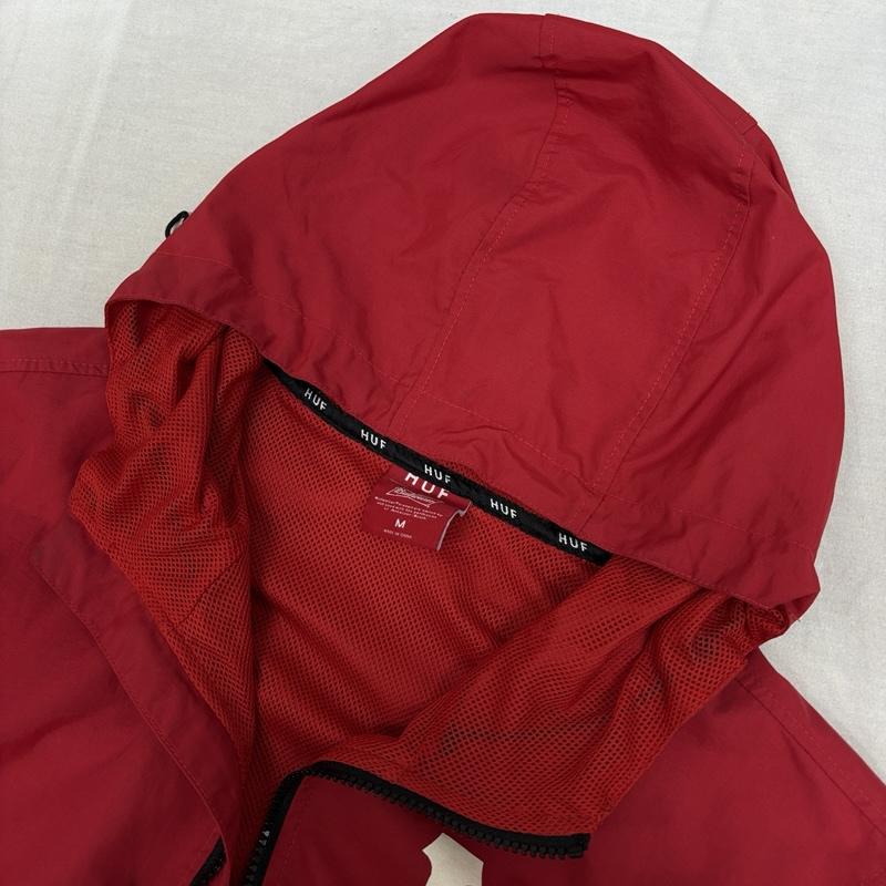 ハフ HUF ジャケット、上着 ジャンパー、ブルゾン Budweiser ロゴ プリント ナイロン アノラック ジャケット フード プルオーバー M 赤 / レッド / red メンズ USED 古着 中古 50163389