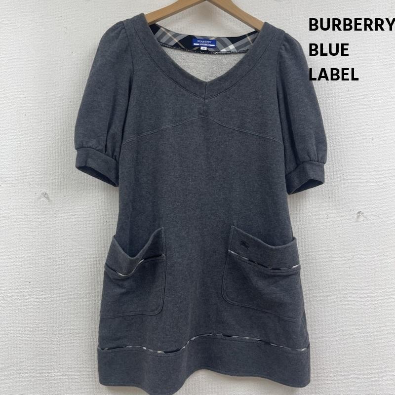 バーバリー・ブルーレーベル BURBERRY BLUE LABEL ワンピース ひざ丈スカート パフスリーブ付き スウェット地 トレーナー ミニワンピース faf89-619-07 38 ダークグレー / ダークグレー / レディース USED 古着 中古 50163391
