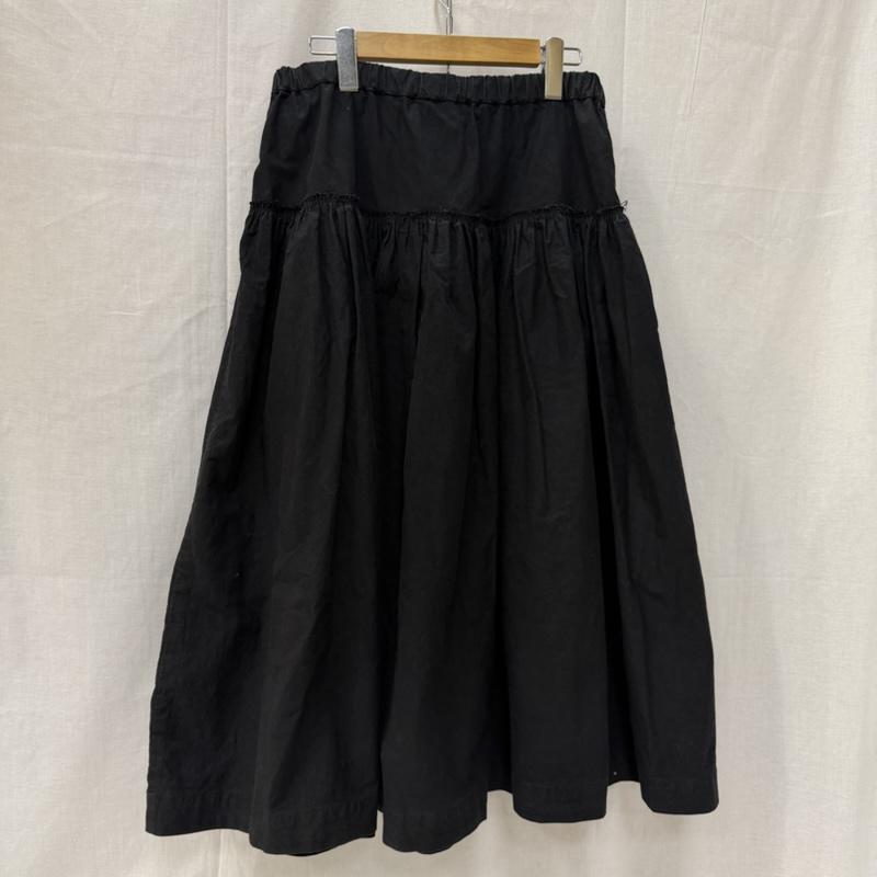 古着 USED スカート ロングスカート ROBE de PEAU ローブデポー CAMILLE GATHERED SKIRT オーガニックコットン 切り替えギャザー black 日本製 - 無地 黒 / ブラック / black レディース USED 古着 中古 50163402
