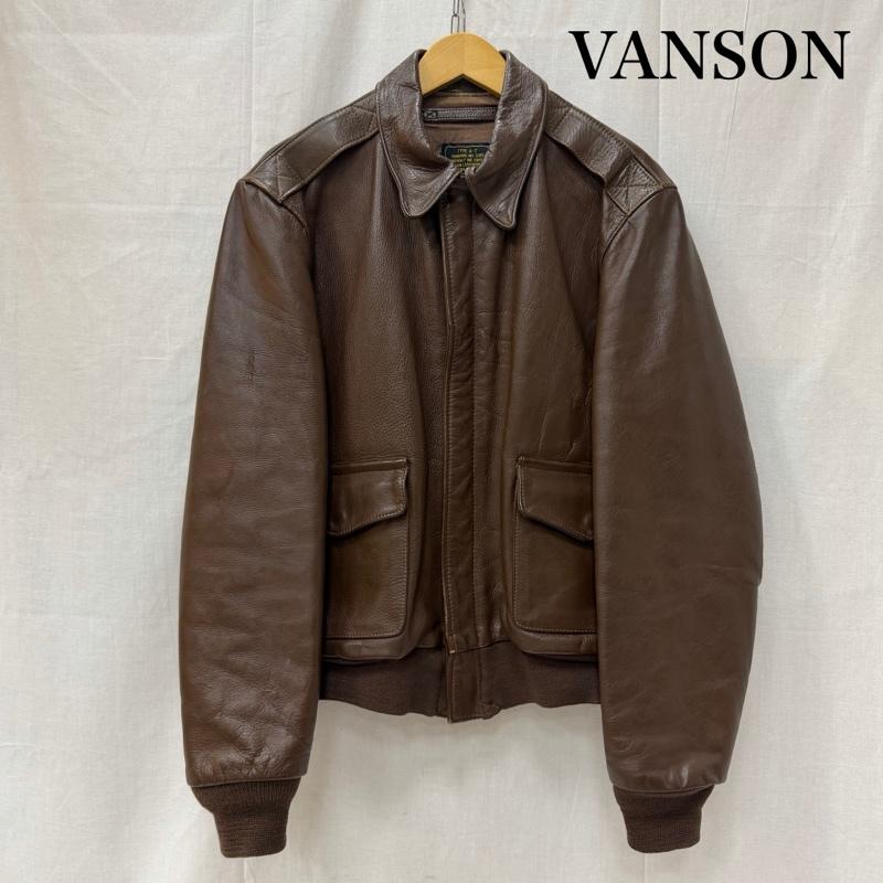 ヴァンソン VANSON ジャケット、上着 フライトジャケット A-2 レザーフライトジャケット TALONジップ NO.5186 CB4147 brown 42 USA製 42 無地 茶 / ブラウン / brown メンズ USED 古着 中古 50163405