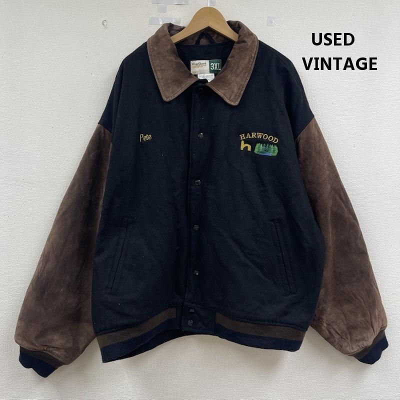 古着 USED ジャケット、上着 ジャンパー、ブルゾン ヴィンテージ ネーム刺繍 ウール スタジャン バーシティ ジャケット 3L 黒 / ブラック / black メンズ USED 古着 中古 50163409