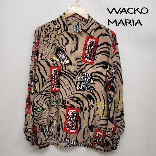 ワコマリア WACKO MARIA シャツ、ブラウス 長袖 ブラックアイ パッチ ハワイアン 長袖レーヨンシャツ 虎 XS 茶 / ブラウン / brown メンズ USED 古着 中古 50163414
