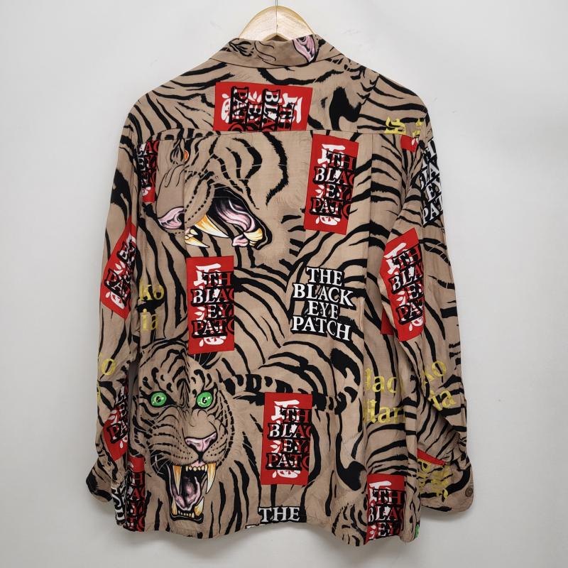 ワコマリア WACKO MARIA シャツ、ブラウス 長袖 ブラックアイ パッチ ハワイアン 長袖レーヨンシャツ 虎 XS 茶 / ブラウン / brown メンズ USED 古着 中古 50163414