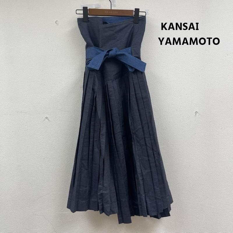 カンサイ ヤマモト KANSAI YAMAMOTO スカート ロングスカート ヴィンテージ ベアドレス アコーディオン プリーツ ラップ スカート FREE 紺 / ネイビー / navy レディース USED 古着 中古 50163429