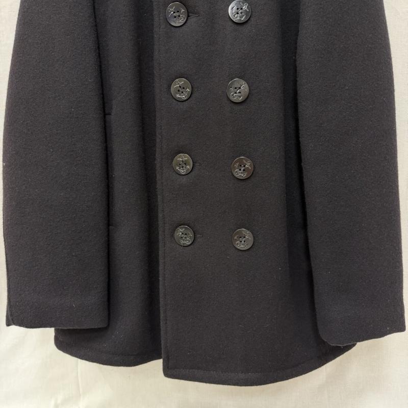 ショット schott コート ピーコート 90s 740N USA製 PEA COAT 10ボタン仕様 裏地キルティング(中綿入り) black SIZE:40(L～XL) 40 無地 黒 / ブラック / black メンズ USED 古着 中古 50163431