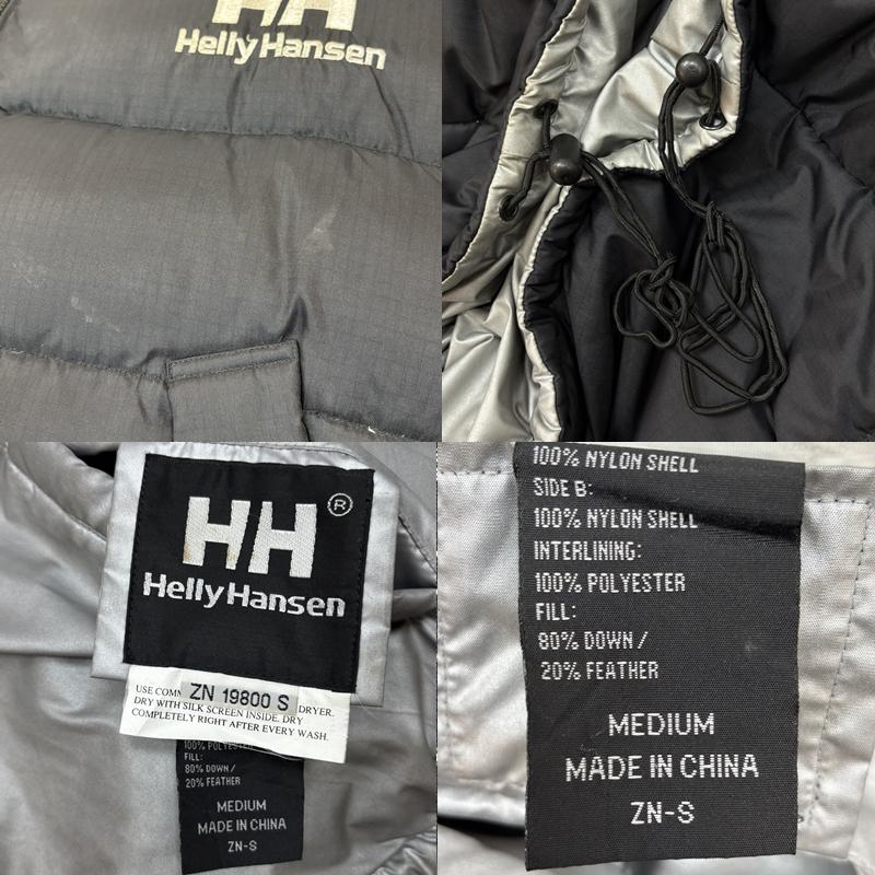 ヘリーハンセン HELLY HANSEN ジャケット、上着 ダウンジャケット リバーシブル ナイロン ダウンジャケット ロゴ 刺繍 プリント M 黒 / ブラック / black X 銀 / シルバー / silver color メンズ USED 古着 中古 50163436
