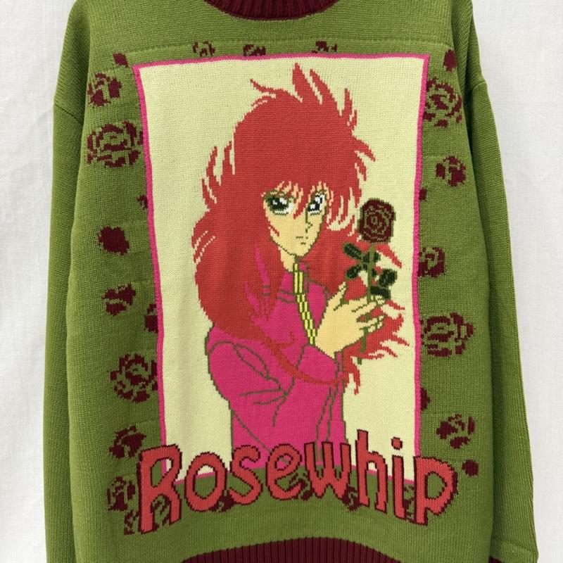 古着 USED ニット、セーター 長袖 幽☆遊☆白書 アグリーセーター 幽遊白書 kurama 蔵馬 Rose Whip! green ユニセックス - キャラクター 緑 / グリーン / green メンズ USED 古着 中古 50163446