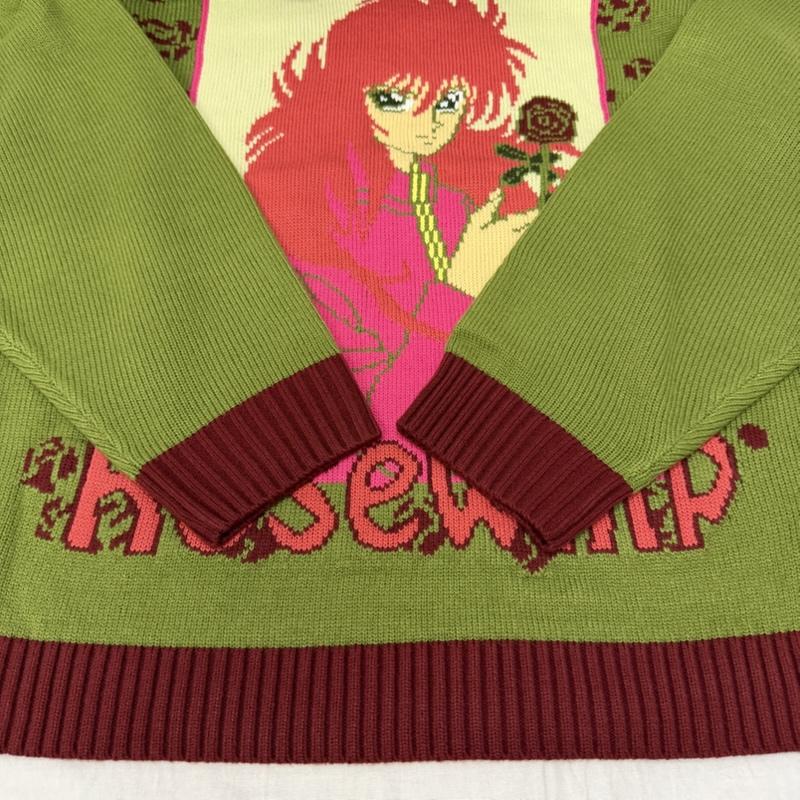 古着 USED ニット、セーター 長袖 幽☆遊☆白書 アグリーセーター 幽遊白書 kurama 蔵馬 Rose Whip! green ユニセックス - キャラクター 緑 / グリーン / green メンズ USED 古着 中古 50163446