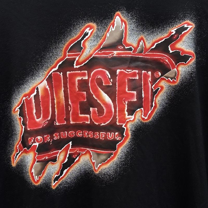 ディーゼル DIESEL Tシャツ 半袖 ロゴ プリント クルーネック 半袖 シャツ XL 黒 / ブラック / black メンズ USED 古着 中古 50163454