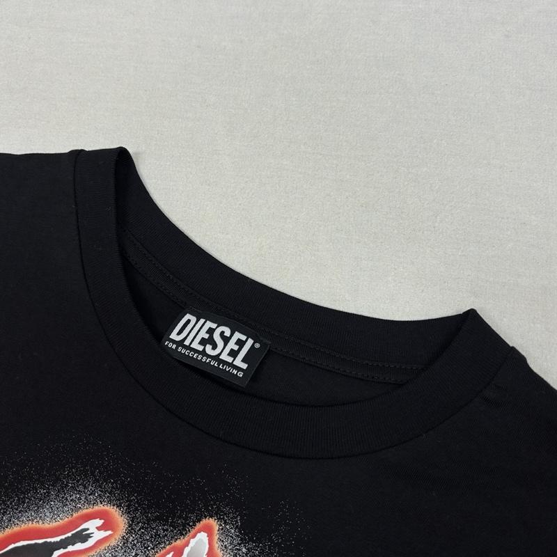 ディーゼル DIESEL Tシャツ 半袖 ロゴ プリント クルーネック 半袖 シャツ XL 黒 / ブラック / black メンズ USED 古着 中古 50163454