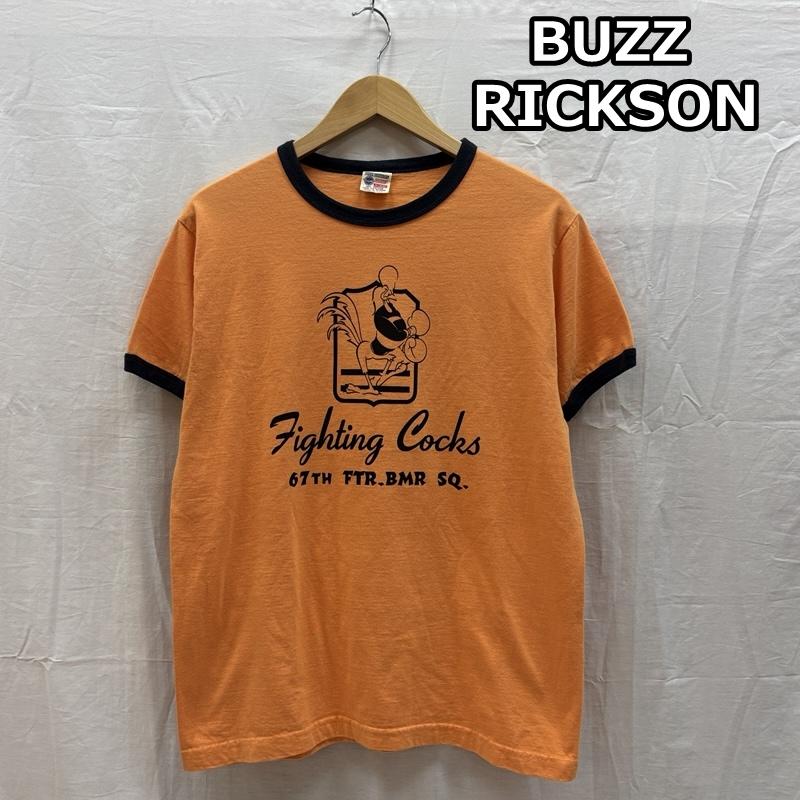 バズリクソンズ Buzz Rickson s Tシャツ 半袖 USA製 Fighting Cocks プリント リンガー Tシャツ M メンズ USED 古着 中古 50163456