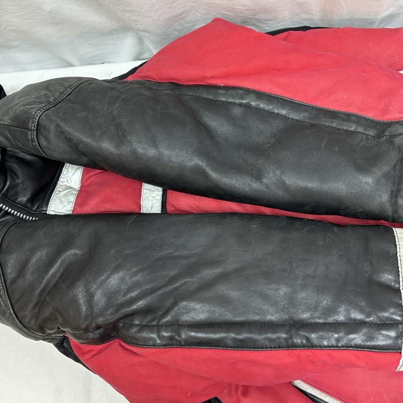 古着 USED ジャケット、上着 ダウンジャケット PELLE CYMA 羊革 牛革 レザー ナイロン コンビ ダウン ジャケット L 赤 / レッド / red X 黒 / ブラック / black メンズ USED 古着 中古 50163468