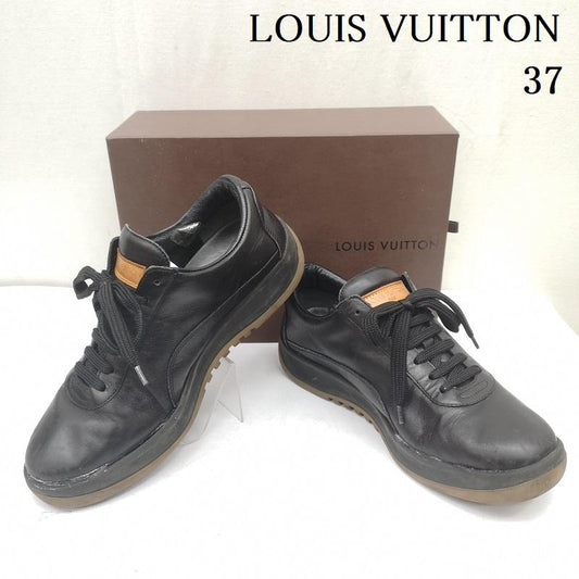 ルイヴィトン LOUIS VUITTON スニーカー スニーカー レザー MA1001 ヌメ革 ロゴパッチ 23.5cm 黒 / ブラック / black レディース USED 古着 中古 50163475