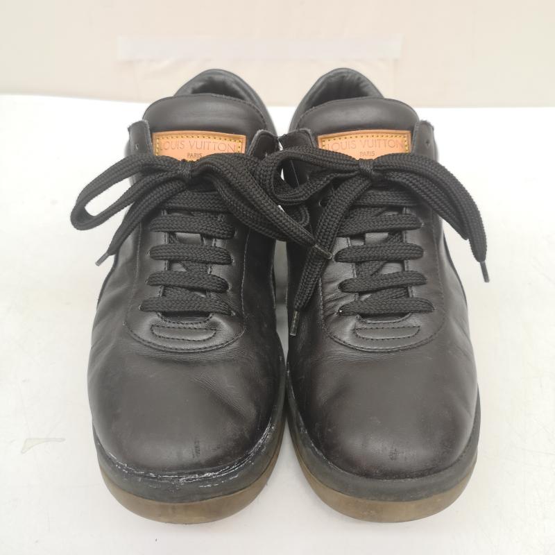 ルイヴィトン LOUIS VUITTON スニーカー スニーカー レザー MA1001 ヌメ革 ロゴパッチ 23.5cm 黒 / ブラック / black レディース USED 古着 中古 50163475