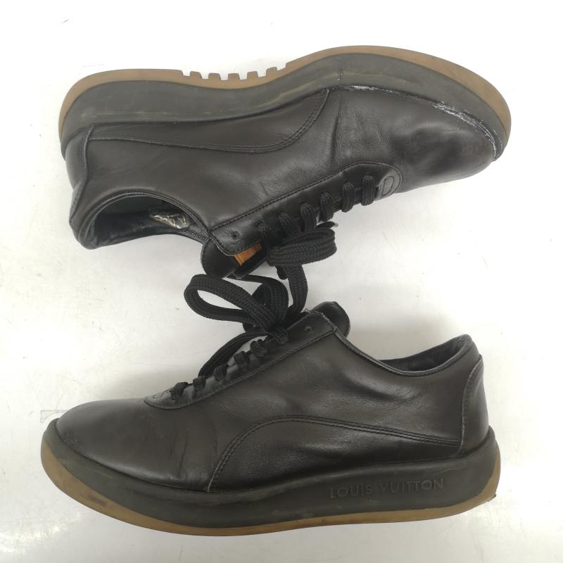 ルイヴィトン LOUIS VUITTON スニーカー スニーカー レザー MA1001 ヌメ革 ロゴパッチ 23.5cm 黒 / ブラック / black レディース USED 古着 中古 50163475