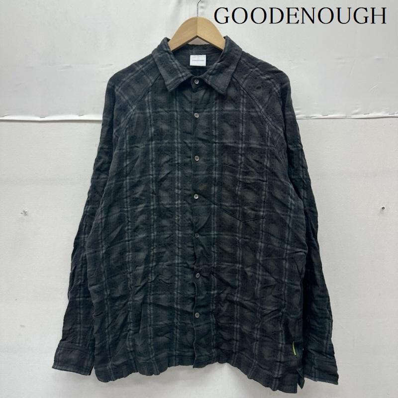 グッドイナフ GOODENOUGH シャツ、ブラウス 長袖 00s コットン ウール チェック シャツ L 黒 / ブラック / black X ダークグレー / ダークグレー / メンズ USED 古着 中古 50163478