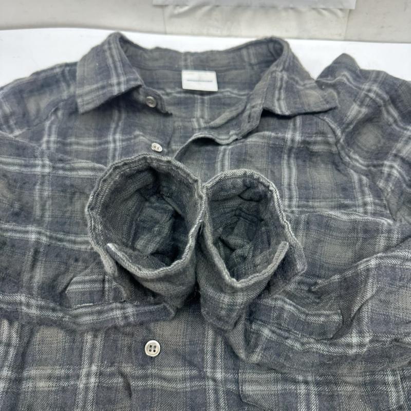 グッドイナフ GOODENOUGH シャツ、ブラウス 長袖 00s コットン ウール チェック シャツ L 黒 / ブラック / black X ダークグレー / ダークグレー / メンズ USED 古着 中古 50163478