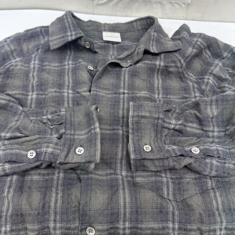 グッドイナフ GOODENOUGH シャツ、ブラウス 長袖 00s コットン ウール チェック シャツ L 黒 / ブラック / black X ダークグレー / ダークグレー / メンズ USED 古着 中古 50163478
