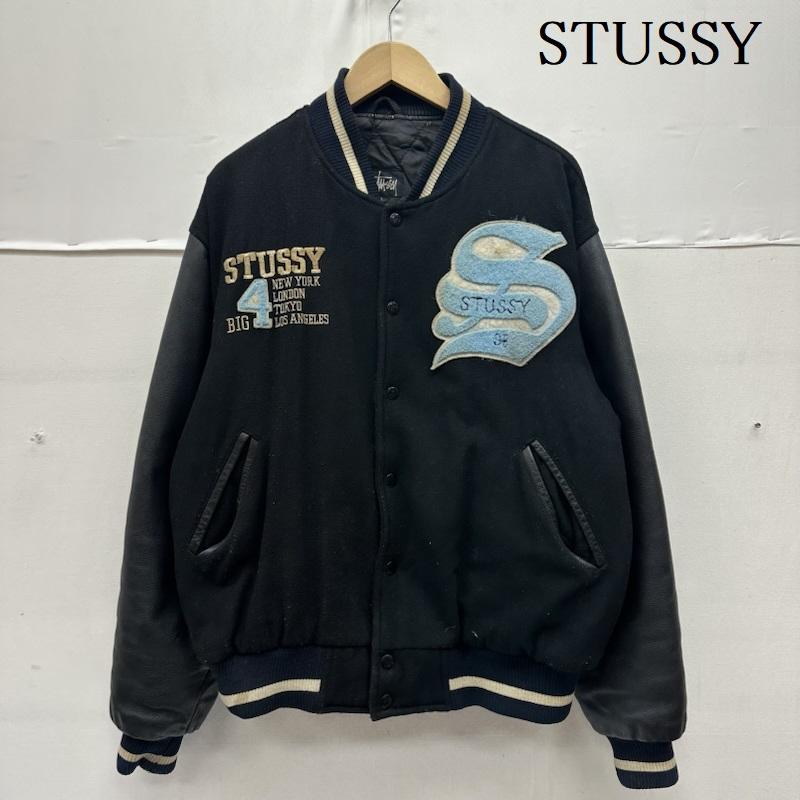 ステューシー STUSSY ジャケット、上着 ジャンパー、ブルゾン 90s BIG4 ロゴ 刺繍 ワッペン スタジャン L 黒 / ブラック / black メンズ USED 古着 中古 50163482