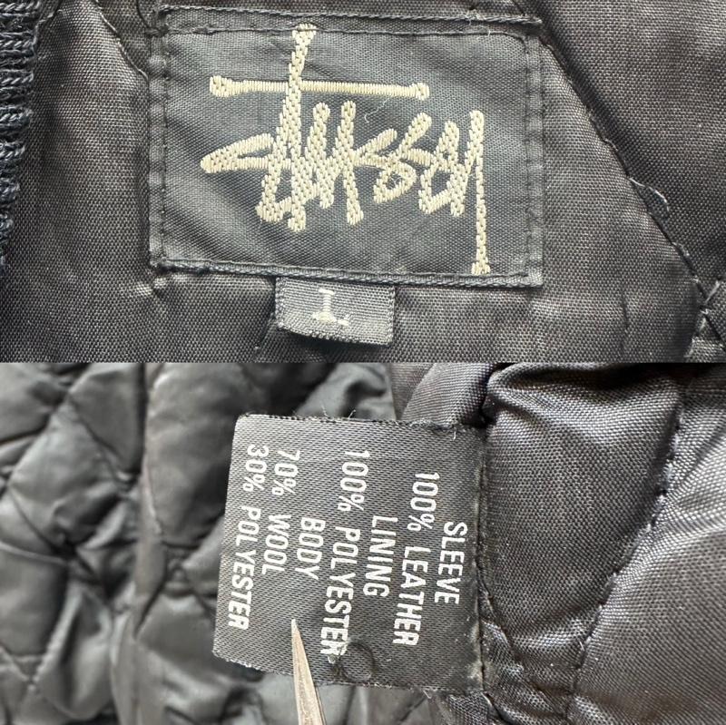 ステューシー STUSSY ジャケット、上着 ジャンパー、ブルゾン 90s BIG4 ロゴ 刺繍 ワッペン スタジャン L 黒 / ブラック / black メンズ USED 古着 中古 50163482