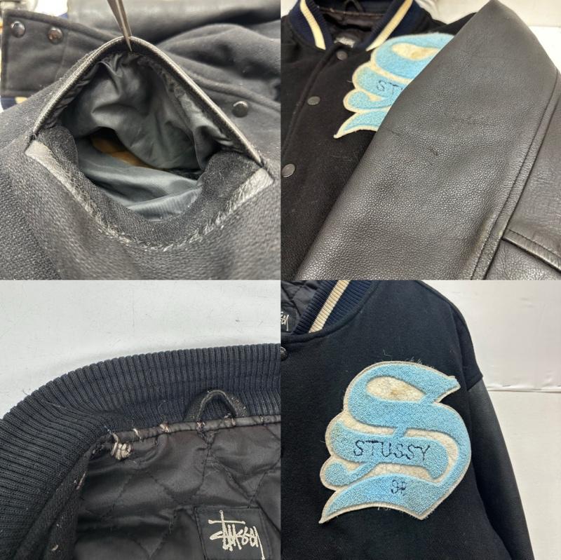 ステューシー STUSSY ジャケット、上着 ジャンパー、ブルゾン 90s BIG4 ロゴ 刺繍 ワッペン スタジャン L 黒 / ブラック / black メンズ USED 古着 中古 50163482