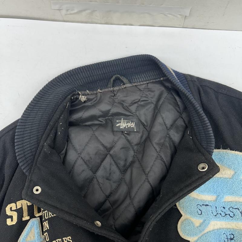 ステューシー STUSSY ジャケット、上着 ジャンパー、ブルゾン 90s BIG4 ロゴ 刺繍 ワッペン スタジャン L 黒 / ブラック / black メンズ USED 古着 中古 50163482