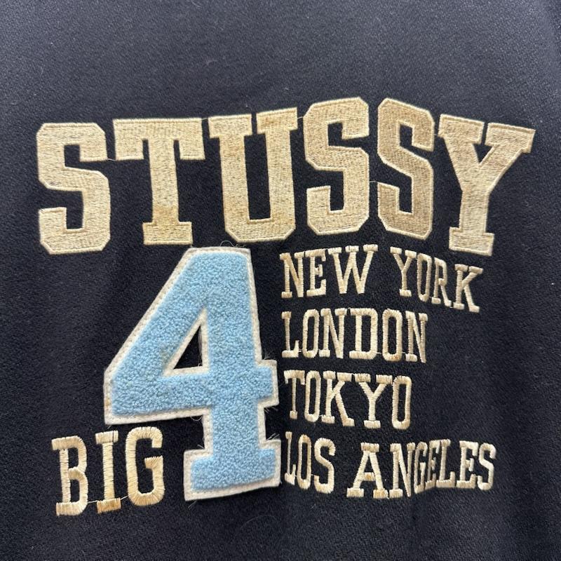 ステューシー STUSSY ジャケット、上着 ジャンパー、ブルゾン 90s BIG4 ロゴ 刺繍 ワッペン スタジャン L 黒 / ブラック / black メンズ USED 古着 中古 50163482