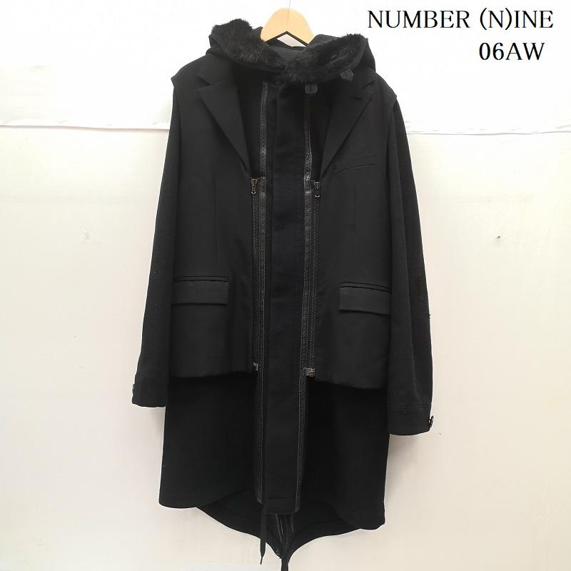 ナンバーナイン NUMBER (N)INE コート コート一般 06AW Noir期 ジレ レイヤード クローバー エルボーパッチ モッズコート F06-NJ042 3 黒 / ブラック / black メンズ USED 古着 中古 50163491