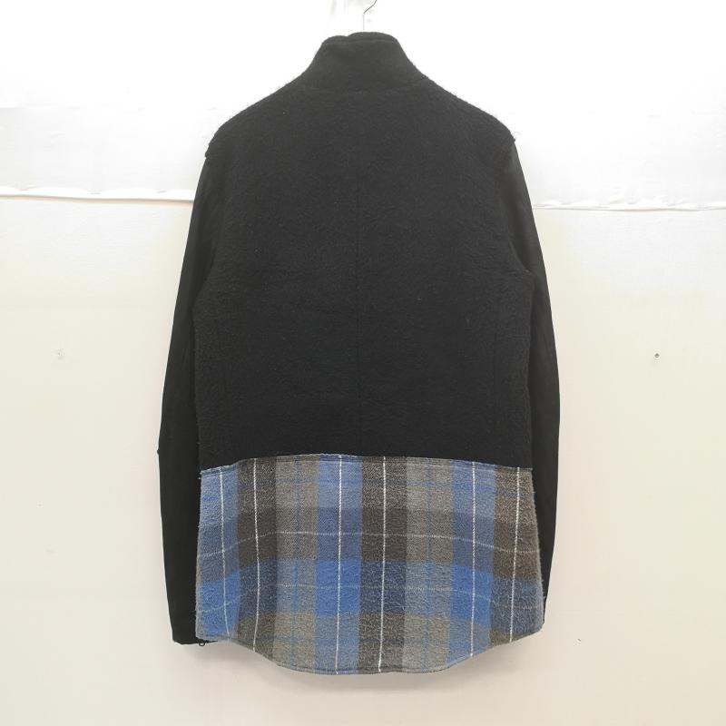 ナンバーナイン NUMBER (N)INE コート コート一般 05AW HIGH STREET期 ドッキング フランネル スエード ボイルド ウールコート 3 黒 / ブラック / black メンズ USED 古着 中古 50163492