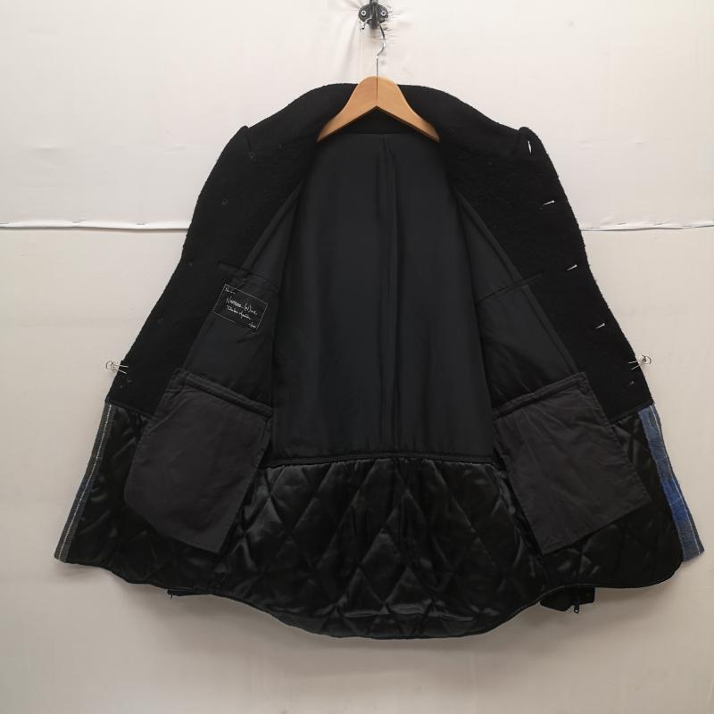 ナンバーナイン NUMBER (N)INE コート コート一般 05AW HIGH STREET期 ドッキング フランネル スエード ボイルド ウールコート 3 黒 / ブラック / black メンズ USED 古着 中古 50163492