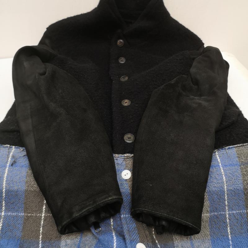 ナンバーナイン NUMBER (N)INE コート コート一般 05AW HIGH STREET期 ドッキング フランネル スエード ボイルド ウールコート 3 黒 / ブラック / black メンズ USED 古着 中古 50163492