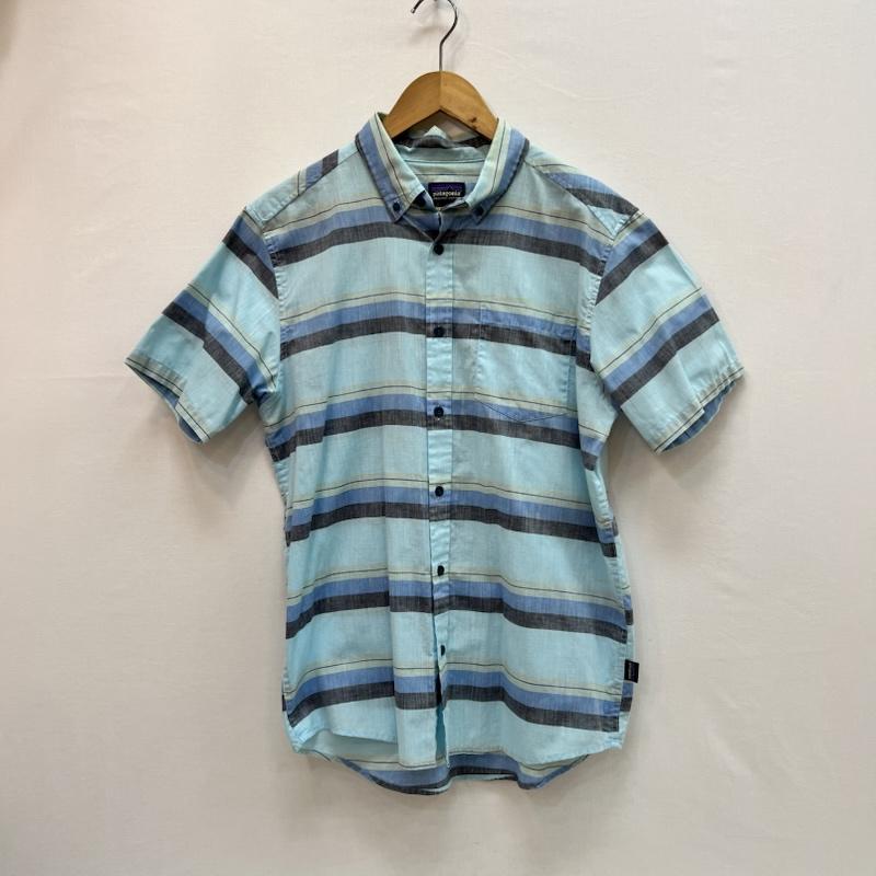 パタゴニア patagonia シャツ、ブラウス 半袖 オーガニックコットン ライトウェイト ブラフサイド シャツ 54121SP17 M ボーダー柄 青 / ブルー / blue メンズ USED 古着 中古 50163504