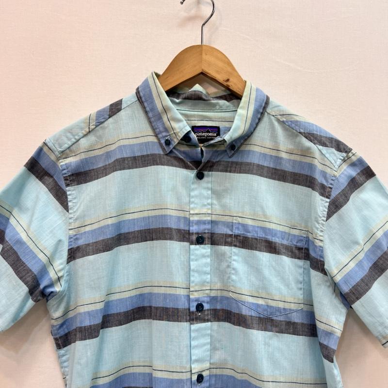 パタゴニア patagonia シャツ、ブラウス 半袖 オーガニックコットン ライトウェイト ブラフサイド シャツ 54121SP17 M ボーダー柄 青 / ブルー / blue メンズ USED 古着 中古 50163504
