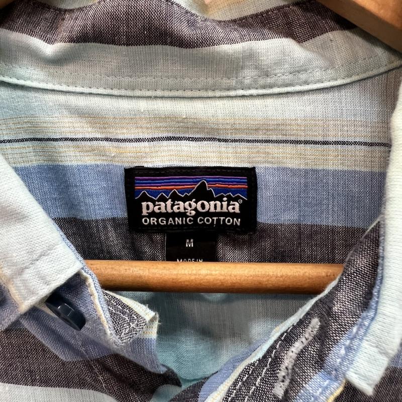 パタゴニア patagonia シャツ、ブラウス 半袖 オーガニックコットン ライトウェイト ブラフサイド シャツ 54121SP17 M ボーダー柄 青 / ブルー / blue メンズ USED 古着 中古 50163504