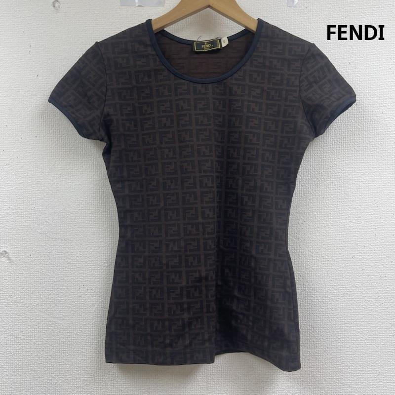 フェンディ FENDI カットソー 半袖 イタリア製 ズッカ柄 FFロゴ 総柄 Tシャツ カットソー 40 茶 / ブラウン / brown レディース USED 古着 中古 50163506
