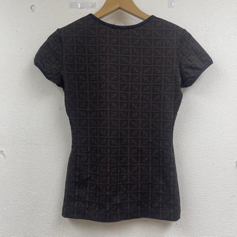 フェンディ FENDI カットソー 半袖 イタリア製 ズッカ柄 FFロゴ 総柄 Tシャツ カットソー 40 茶 / ブラウン / brown レディース USED 古着 中古 50163506