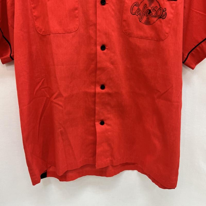 ヒルトン HILTON シャツ、ブラウス 半袖 00s ボーリングシャツ バックプリント cafe 50s L 赤 / レッド / red メンズ USED 古着 中古 50163507