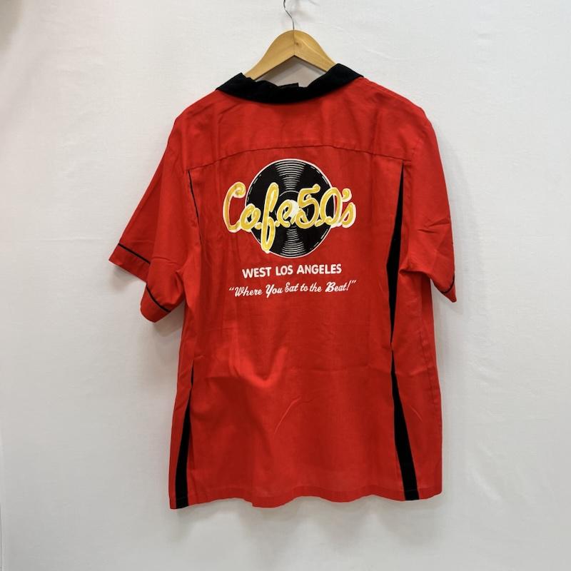 ヒルトン HILTON シャツ、ブラウス 半袖 00s ボーリングシャツ バックプリント cafe 50s L 赤 / レッド / red メンズ USED 古着 中古 50163507