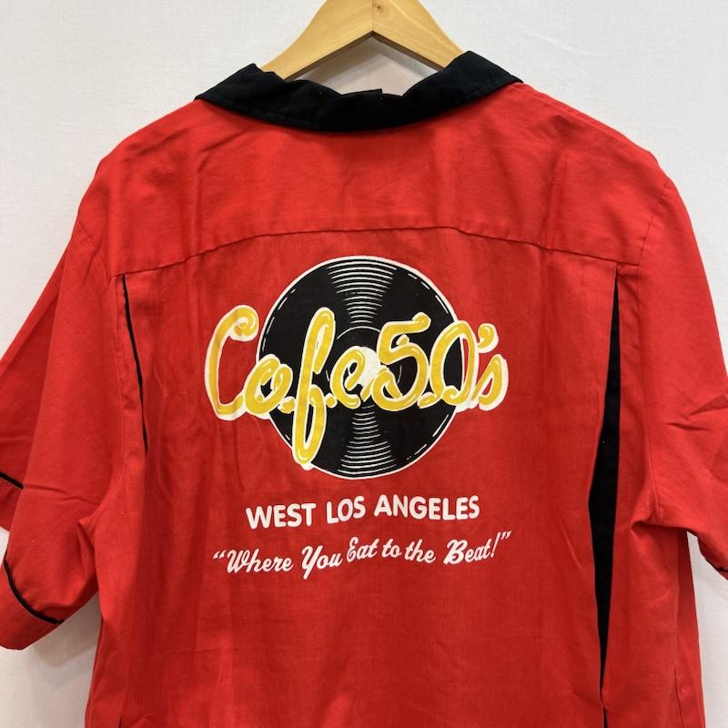 ヒルトン HILTON シャツ、ブラウス 半袖 00s ボーリングシャツ バックプリント cafe 50s L 赤 / レッド / red メンズ USED 古着 中古 50163507