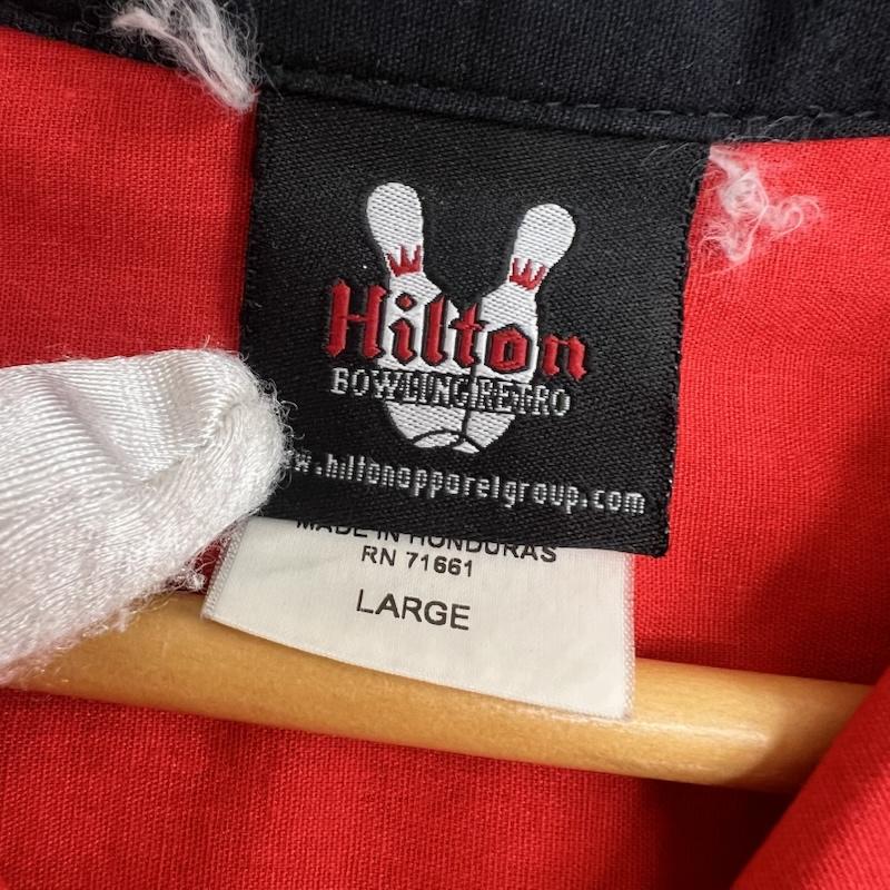 ヒルトン HILTON シャツ、ブラウス 半袖 00s ボーリングシャツ バックプリント cafe 50s L 赤 / レッド / red メンズ USED 古着 中古 50163507