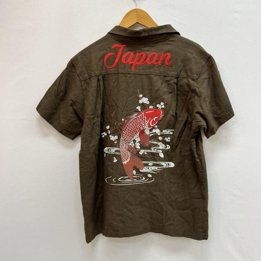 古着 USED シャツ、ブラウス 半袖 鯉 和柄 刺繍 開襟シャツ オープンカラー L 茶 / ブラウン / brown メンズ USED 古着 中古 50163509