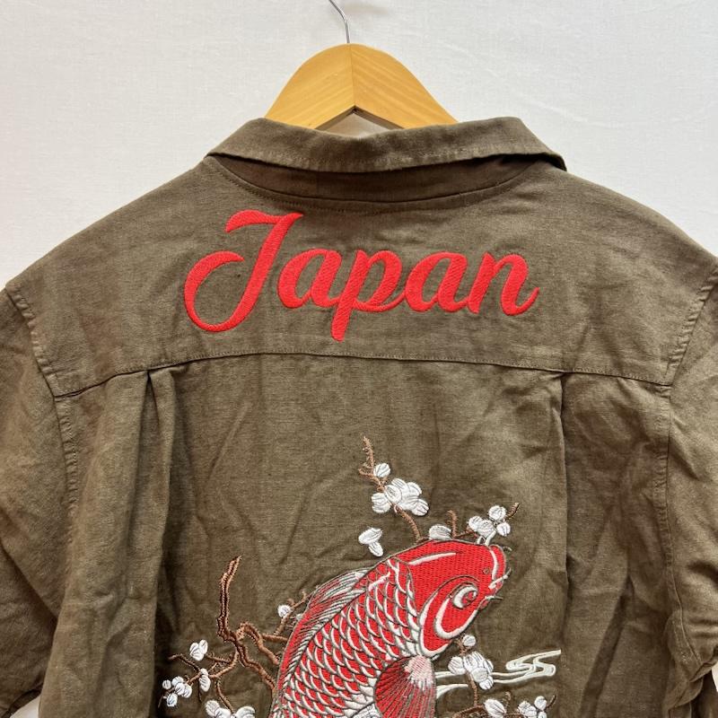 古着 USED シャツ、ブラウス 半袖 鯉 和柄 刺繍 開襟シャツ オープンカラー L 茶 / ブラウン / brown メンズ USED 古着 中古 50163509