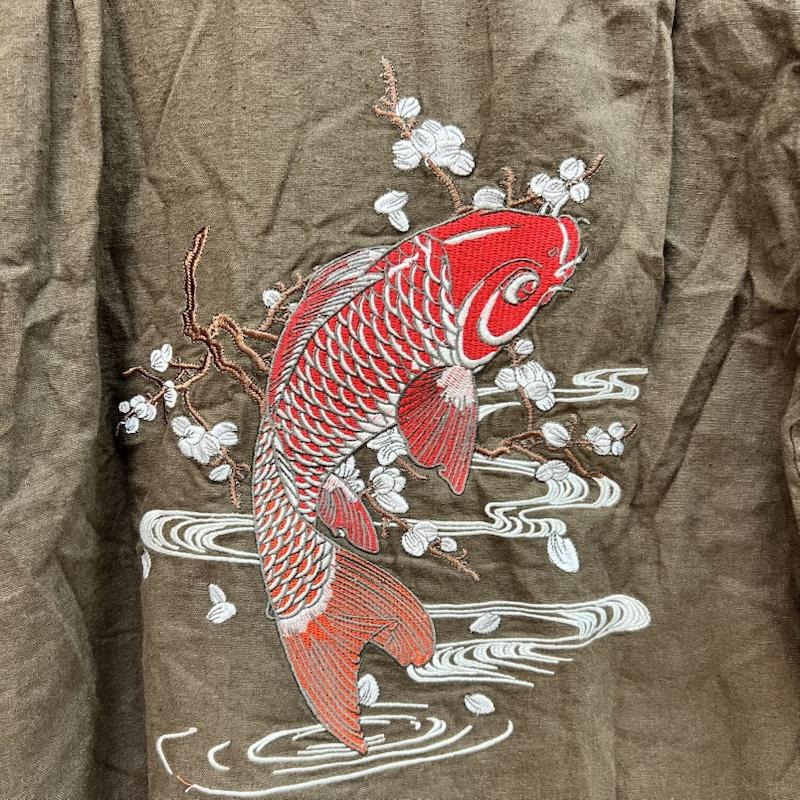古着 USED シャツ、ブラウス 半袖 鯉 和柄 刺繍 開襟シャツ オープンカラー L 茶 / ブラウン / brown メンズ USED 古着 中古 50163509