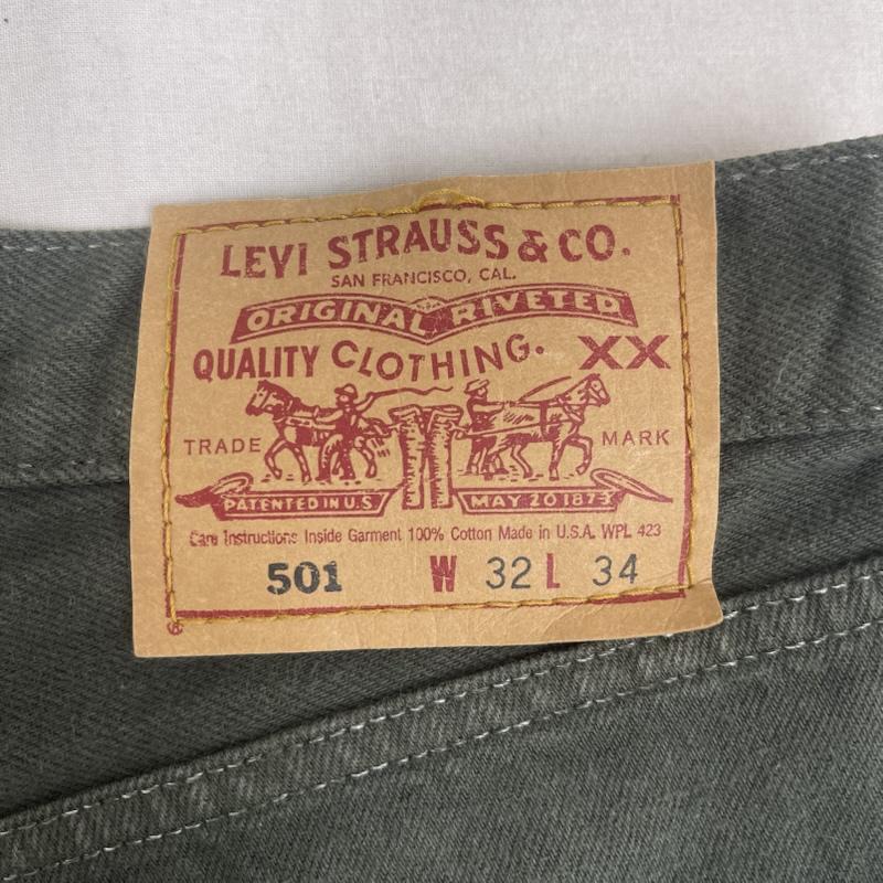 リーバイス Levi s パンツ デニム、ジーンズ 90s 00s 501 ボタンフライ デニム パンツ ダークグリーン 32インチ カーキ / カーキ / khaki メンズ USED 古着 中古 50163510