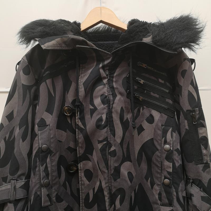 ナンバーナイン NUMBER (N)INE コート コート一般 04AW GIVE期 ギブ期 ハート トライバル N-3B コート 3 黒 / ブラック / black X 紫 / パープル / purple メンズ USED 古着 中古 50163511