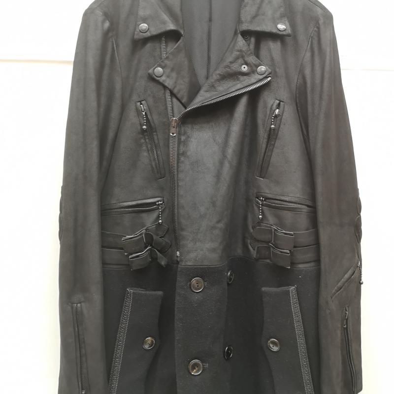 ナンバーナイン NUMBER (N)INE コート コート一般 06AW ノアール期 NOIR期 ドッキング レザー ライダース コート F06-NJ046 3 黒 / ブラック / black メンズ USED 古着 中古 50163513