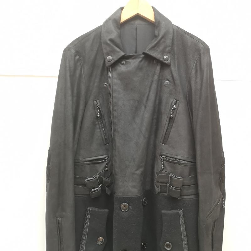 ナンバーナイン NUMBER (N)INE コート コート一般 06AW ノアール期 NOIR期 ドッキング レザー ライダース コート F06-NJ046 3 黒 / ブラック / black メンズ USED 古着 中古 50163513