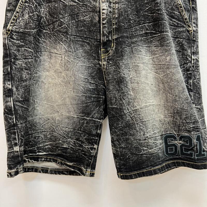 レフラー LEFLAH パンツ ショートパンツ ブラックデニム ショートパンツ ナンバリング XL メンズ USED 古着 中古 50163525